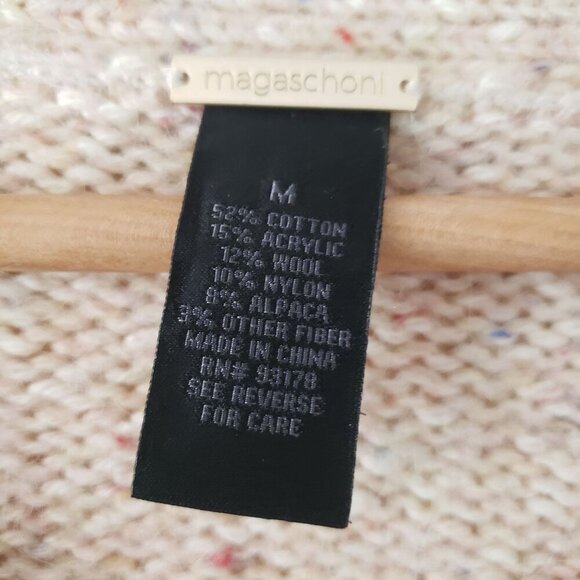 Magaschoni Pale Pink Confetti Speckle Chunky Wool Alpaca Blend Sweater Sz MED - Picture 13 of 16